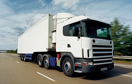 On highway vehicle white truck