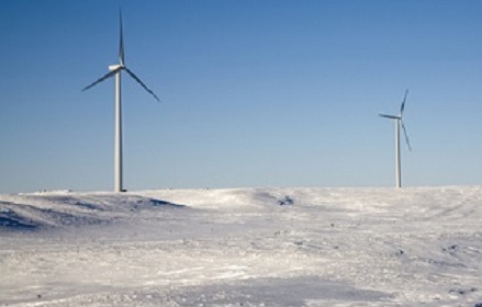 Wind tower snowy field