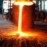 Workers in an active steel plant