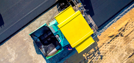 Two road roller asphalt machines paving the road