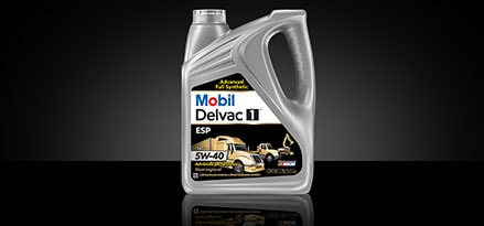 Mobil Delvac 1 Limited warranty with jug and truck