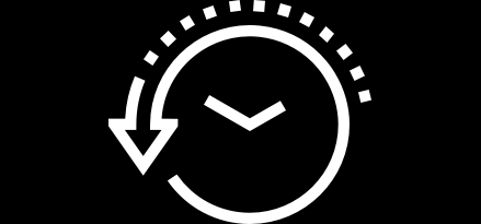 outline of a clock with arrow pointing down