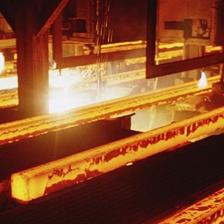 Factory with hot steel blocks