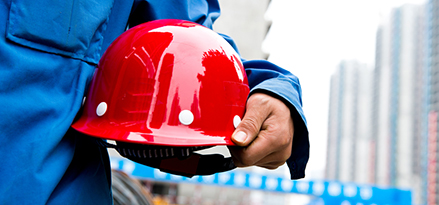 Red safety helmet